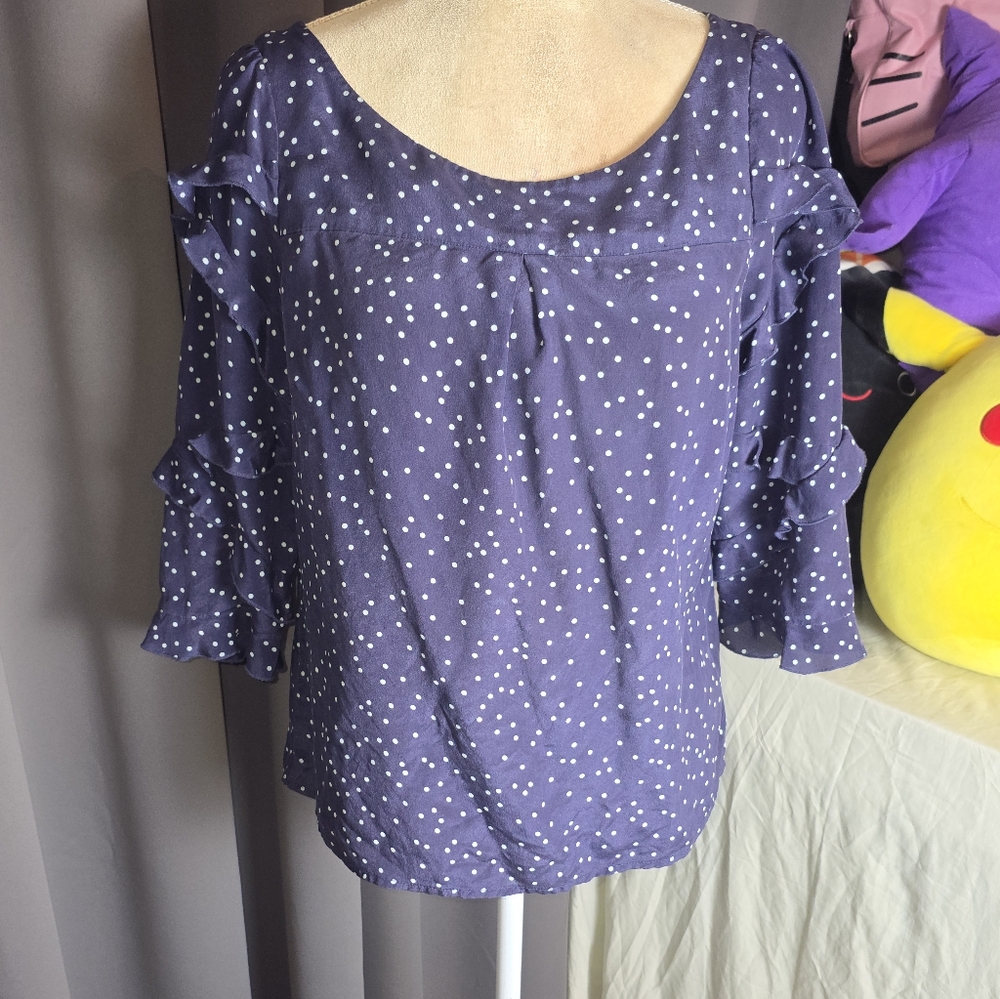 Maeve for Anthropologie Polka Dot Ruffle Sleeve Blouse – Women’s Size 2